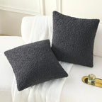 FUTEI Charcoal Throw Pillow Covers 20x20 Inch Set of 2,Furry Faux Fur Teddy Boucle Textured Cushion Covers,Soft Fluffy Decorative Pillow Case,Home Decor for Couch Bed Living Room Office Car