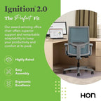 HON Ignition 2.0 Mid Back Task Chair, Spectrum Mesh, Advanced Synchro-Tilt Control, Office Chair with Lumbar Support, Height and Width Adjustable Arms, Titanium Frame, Sky
