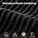 32.7'' Middle Seat for Modular Sectional Sofa, Deep Seat Upholstered Armless Chair Sleeper Sofas, L/U/V Shaped Plush Corduroy Cloud Couch for Living Room Apartment, Black