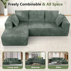 108” Cloud Sectional Couch, Modular Sectional Sofa with Deep Seat, Corduroy Boneless Couches with Chaise for Living Room Bedroom, No Assembly Required
