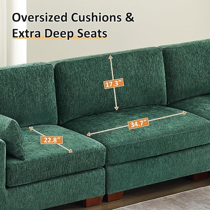 VANOMi Large Modular Sectional Sofa, Oversized Couch with Charging Station, Cloud Couch Deep Seat Sofa with Thick Cushion, Convertible Sectional Couches for Living Room Office Apartment