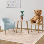 RUGGABLE Washable Area Rug – Kamran Soft Pink 4x6, Stain-Resistant, Non-Slip – Medium Machine Washable Rugs for Living Room, Bedroom, Hallway, Entryway & Office–with Cushioned Pad