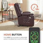 MCombo Large Dual Motor Power Lift Recliner Chair for Elderly, Massage and Heat, Lay Flat, Zero Gravity, Home Button, USB Port, Faux Leather 7680 (Light Brown, Large)