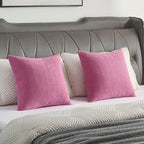 FUTEI Hot Pink Chenille Throw Pillow Covers 16x16 Inch Set of 2,Soft Striped & Diamond Textured Cushion Cases,Modern Home Decor for Couch Living Room