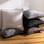 Grey Decorative Throw Pillow Covers 22x22 Inch Set of 2 Cozy Soild Chenille Cushion Cases Soft Textured Square Couch Pillows Cover Boho Accent Farmhouse Pillowcases for Sofa Bed