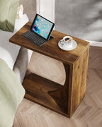 Tribesigns C-Shaped End Table for Couch, Sofa Side Table, C Table for Small Space, Living Room, Bedroom (2, Rustic Brown)