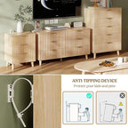 Lulive Dresser for Bedroom Wood Tall Dressers Drawers, Fluted Modern Dresser 5 Drawers Natural