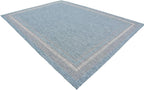 Unique Loom Outdoor Border Collection Area Rug - Soft Border (9'x 12' Rectangle, Aquamarine/ Ivory)