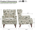 Accent Chair, Upholstered High Back Floral Armchair with Nailhead Trim & Wood Legs, Comfy Wingback Reading Single Sofa Chair for Small Spaces, Living Room, Bedroom ( Plants Beige Floral, Set of 1)