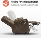 MCombo Power Lift Recliner Chair for Elderly, Lift Chair with Heat and Massage, USB &Type C Ports, Cup Holders, Fabric 7095 (Medium, Mocha)