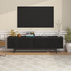 Henn&Hart Rectangular TV Stand for TV's up to 75" in Natural Black, for Home, Living Room, Bedroom, Entertainment Room, Office