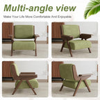 Mid Century Modern Accent Chair, Fabric Upholstered Lounge Arm Chair with Solid Wood Frame for Living Room, Bedroom, Office, Reading Corner (Green)