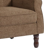 UIXE High Back Accent Chair, Fabric Upholstered Armchair Retro Wingback Arm Chair for Living Room, Comfy Single Sofa Bedroom Retro Reading Seat with Solid Wood Legs - Brown