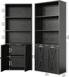 IRONCK Industrial Bookshelves and Bookcases with Doors 11.8 in Depth Set of 2 Floor Standing 5 Shelf Display Storage Shelves Bookcase Home Decor Furniture for Home, Office, Living Room, Bedroom