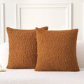FUTEI Rust Throw Pillow Covers 16x16 Inch Set of 2,Furry Faux Fur Teddy Boucle Textured Cushion Covers,Soft Fluffy Decorative Pillow Case,Home Decor for Couch Bed Living Room Office Car