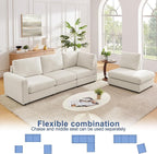 100“ L Shaped Couch with Reversible Chaise Sectional couches Sofa Corner Couches for Living Room,Apartment and Compact Spaces(Cream)