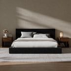 RECCI Cloud Upholstered Queen Bed Frame with Headboard, 5 Inch Foam Padded Platform, No Box Spring, Easy Assembly (Onyx)