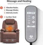 MCombo Power Lift Recliner Chair for Elderly, Lift Chair with Heat and Massage for Tall People, USB&Type C Ports, Extended Footrest, Cup Holders, Fabric 7516 (Large, Coffee)