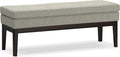 SIMPLIHOME Carlson 45-inch Wide Linen-Look Fabric Ottoman Bench in Greige with Solid Wood Frame for Living Room, Entryway, or Bedroom
