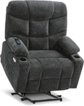 MCombo Oversized Power Lift Recliner Chair with Extended Footrest for Elderly People, Fabric R7289 (Dark Gray, Medium-Oversize)