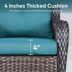 Patio Chair Cushions 4 Packs - Outside High Back Thick Water-Resistant Cushion 22x24 with Zipper Cover for Outdoor Glider Rocking Chairs Loveseat Couch – Peacock Green/Buckle