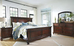 Signature Design by Ashley Porter Traditional Queen Panel Bed, Hand-Finished, Foundation or Box Spring Needed, Wood, 67.81" W x 88.25" D x 60.25" H, Dark Brown