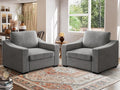 ELUCHANG 47" W Oversized Accent Chair Set of 2, Linen Fabric Modern Chair, Washable Covers, Comfy Upholstered Large Reading Armchair for Living Room, Bedroom, Office, Dark Grey
