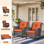 Outdoor Chair Cushions 3 Packs - Outside High Back Thick Water-Resistant Cushion 22x24 with Zipper Cover for Patio Glider Rocking Chairs Loveseat Couch – Orange/Buckle