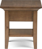 SIMPLIHOME Redmond SOLID WOOD 19 inch Wide Square Transitional End Side Table in Rustic Natural Aged Brown for the Living Room and Bedroom