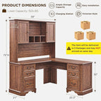 T4TREAM 59" Executive L Shaped Desk with Hutch,Victorian Wood Computer Desk, Featuring Charging Station,File Drawer, Storage Cabinet,for Home Office Work and Study (Reclaimed Barnwood)