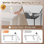 Huuger 55 x 24 inch Desk with Power Outlets & USB-C, Deeper & Thicker Desktop, Robust Metal Tubes, Computer Desk, Heavy Duty Office Desk, Work Gaming Desk for Home Office, White