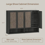 SICOTAS Rattan Shoe Storage Cabinet - Modular Shoe Cabinets with Door Tall Large Shoe Cabinet Storage for Entryway - 65.6" Wide Modular Cabinet for Hallway, Living Room
