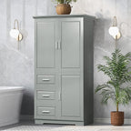 P PURLOVE Bathroom Storage Cabinet with 3 Drawers,Tall and Wide Bathroom Cabinet Standing,Wood Freestanding Tall Bathroom Cabinet for Kitchen,Living Room