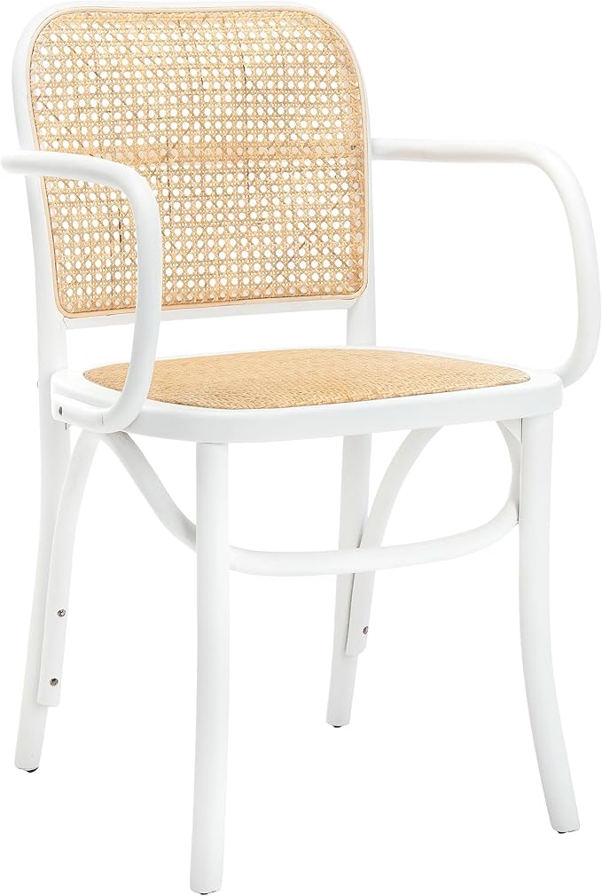 Safavieh Home Keiko White and Natural Cane Dining Chair