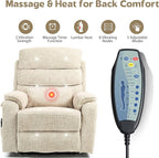 Power Lift Recliners Chairs for Elderly Adults Lay Flat Recliner with Heat & Massage, Wireless Charging Device, USB Ports, Cup Holder, Lumbar Pillow, 400Lbs (Velvet Fibric,Beige)