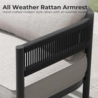 Gand Patio Outdoor 3-Seat Couch Sofa, Wicker Conversation Set with Thick Cushion for Porch, Garden, Yard, Beige