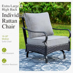 Sophia & William Patio Furniture Set with Fire Pit Table, 5 PCS Metal Outdoor Conversation Set with Fire Pit Table, 2 Sofa Chairs,1 Loveseat, 3-Seater Couch for Outdoor Seating, Backyard, Porch(Grey)