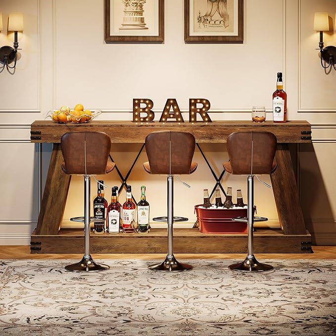 Tribesigns 70.9" Farmhouse Console Table, Long Sofa Table Behind Couch with Storage, Narrow Wooden Console Station, Industrial Rustic Entryway Furniture for Hallway, Entry, Living Room, Brown