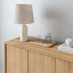 Prepac Natural Oak Finnley Sideboard Cabinet Buffet Cabinet with Storage Accent Cabinet for Living Room, Kitchen, Entryway Cabinet with Adjustable Shelves Push Latch System 16" D x 61.5" W x 30.75" H