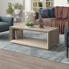 Henn&Hart 48" Rectangular Coffee Table with Open Storage Shelf for Living Room, Family Room, or Office, Alder White