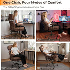 Ergonomic Office Chair Comfy with Lumbar Support, High Back Suede Leather Rolling Executive Desk Chair for Home Office & Gaming, 360° Swivel, 300lbs (Dark Brown)