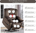 Big Man 500 lbs Power Lift Recliner for Big & Tall Elderly Adults 28 Inch Wide Seat, Lay Flat Lift Recliner Chair with Extended Footrest, Heat Massage, USB Type-C, Flip Arm Storage & Cup Holders