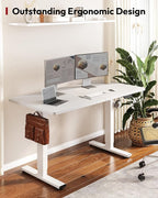SANODESK Standing Desk Height Adjustable Electric Stand up Desk 55x24 Inches Sit Stand Home Office with Splice Board, White Frame/White Top