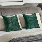 FUTEI Christmas Dark Green Flannel Throw Pillow Covers 18x18 Inch Set of 2,Soft Dimensional Textured Cushion Cases,Modern Home Decor for Couch Living Room