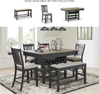 Signature Design by Ashley Tyler Creek Urban Farmhouse Counter Height Upholstered Dining Bench, Almost Black