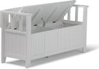 SIMPLIHOME Acadian Entryway Storage Bench - 48 inch Wide Solid Wood Hallway Seat in White, Transitional Bench for Entryway or Living Room with Lift-Up Lid and Spacious Storage