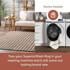 nuLOOM Jeni Checkered 6 Square Machine Washable Area Rug for Living Room Bedroom Dining Room Kitchen, Taupe