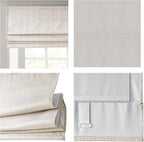 Madison Park Galen Cordless Roman Shade, 29"W x 64"H, Sheen Ivory – Room Darkening, Thermal Insulated, Energy Efficient Window Blind with Subtle Sheen Basketweave Fabric for Privacy