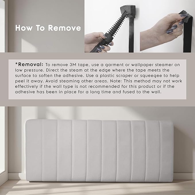 Hearth & Harbor Upholstered King Headboard - Easy Assemble Channel Stitched Headboard King Size Bed - Wall Mounted Headboards with 3D Soundproof Wall Panels Peel & Stick Floating Headboards, Silver