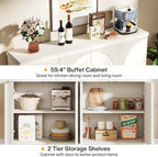 Tribesigns Buffet Cabinet Sideboard with Storage, 59.4-Inch White Storage Cabinet Modern Sideboard Buffet Table with Doors for Living Room Kitchen Dining Room